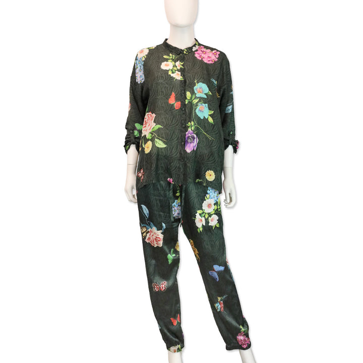 Johnny Was Blooming Seline Silk Button Up Shirt