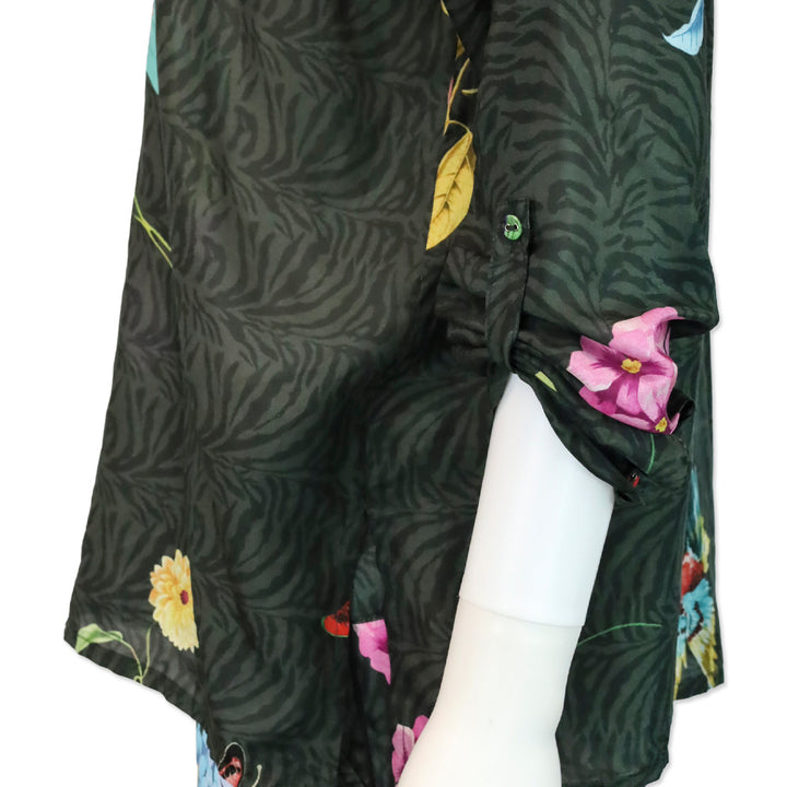 Johnny Was Blooming Seline Silk Button Up Shirt