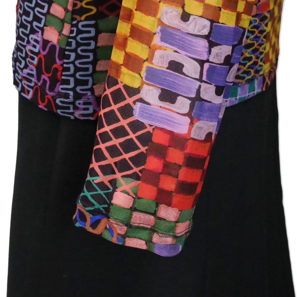 Johnny Was Isadora Waves Patchwork Mesh Long Sleeve Top