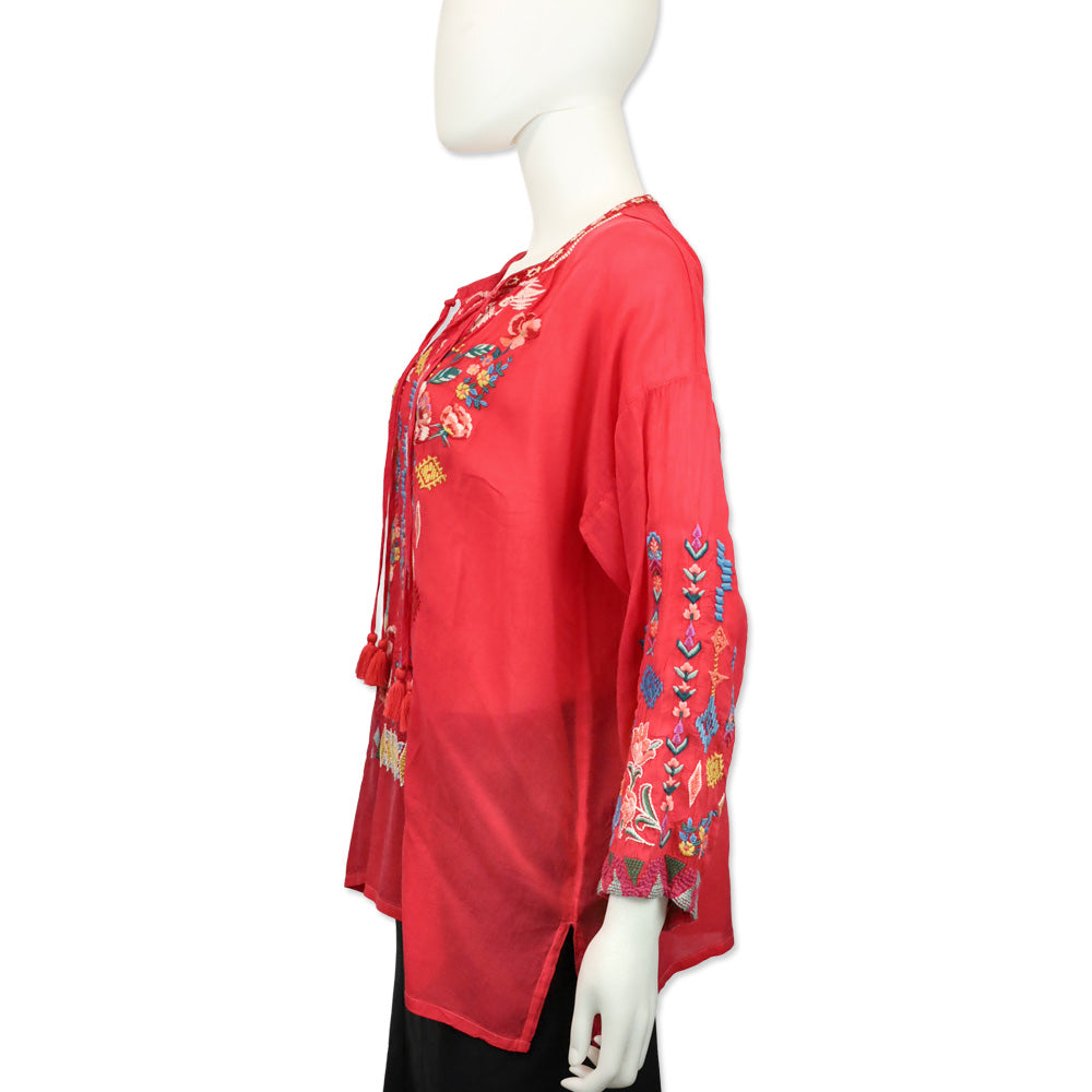 Johnny Was Sarah Red Margot Blouse
