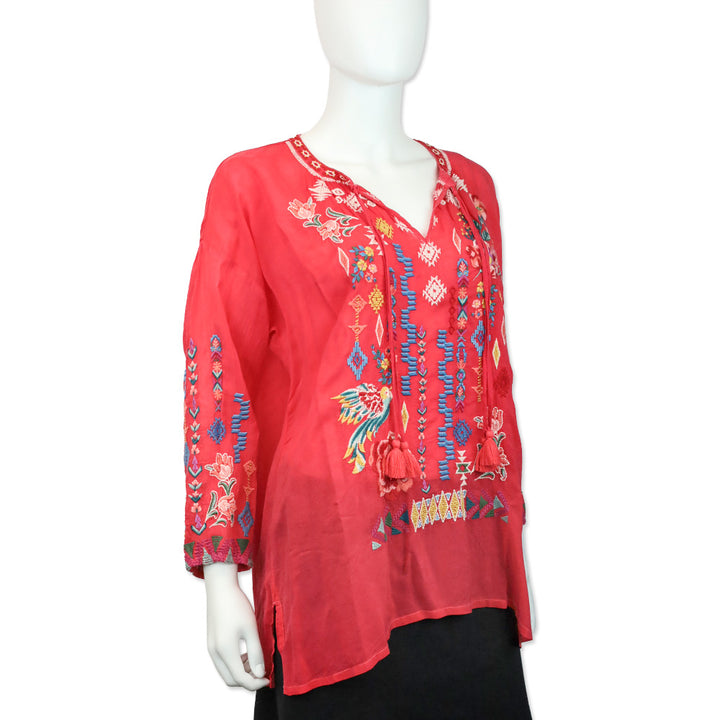 Johnny Was Sarah Red Margot Blouse