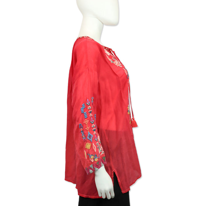 Johnny Was Sarah Red Margot Blouse
