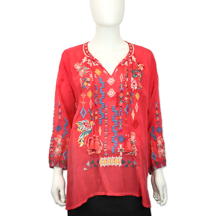 Johnny Was Sarah Red Margot Blouse