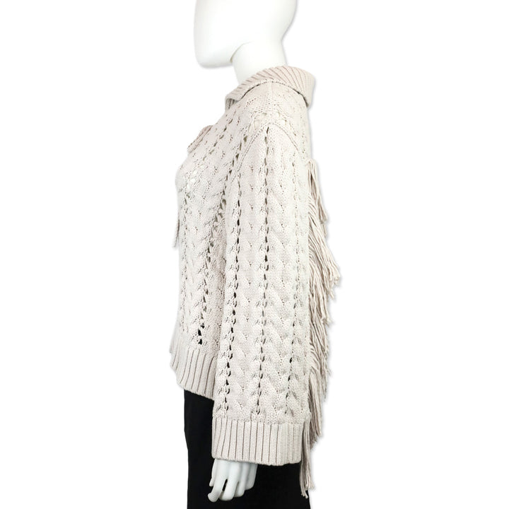 Jonathan Simkhai Moonstone Chunky Knit Fringe Celestine Sweater