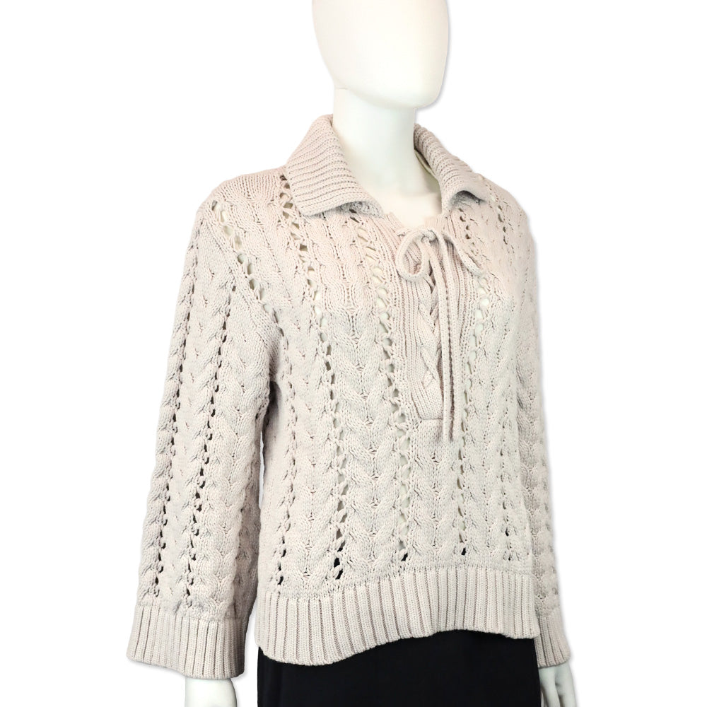 Jonathan Simkhai Moonstone Chunky Knit Fringe Celestine Sweater