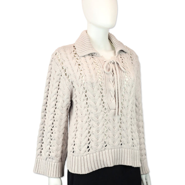 Jonathan Simkhai Moonstone Chunky Knit Fringe Celestine Sweater