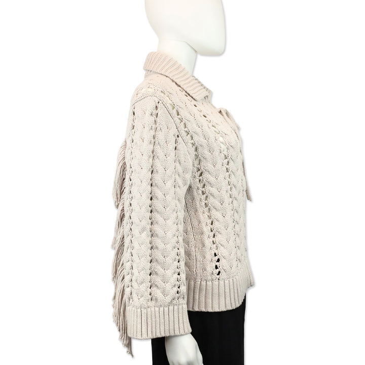 Jonathan Simkhai Moonstone Chunky Knit Fringe Celestine Sweater