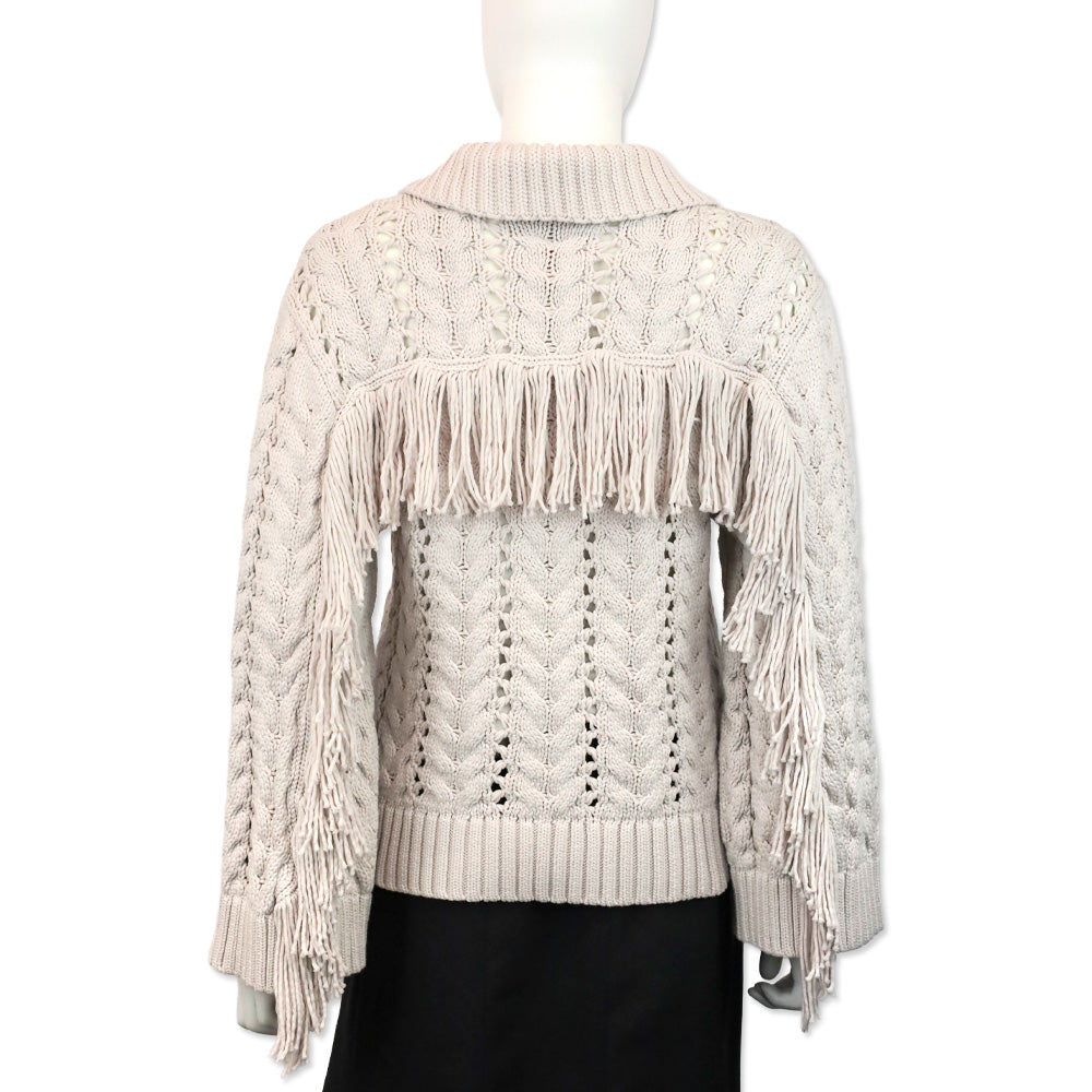 Jonathan Simkhai Moonstone Chunky Knit Fringe Celestine Sweater
