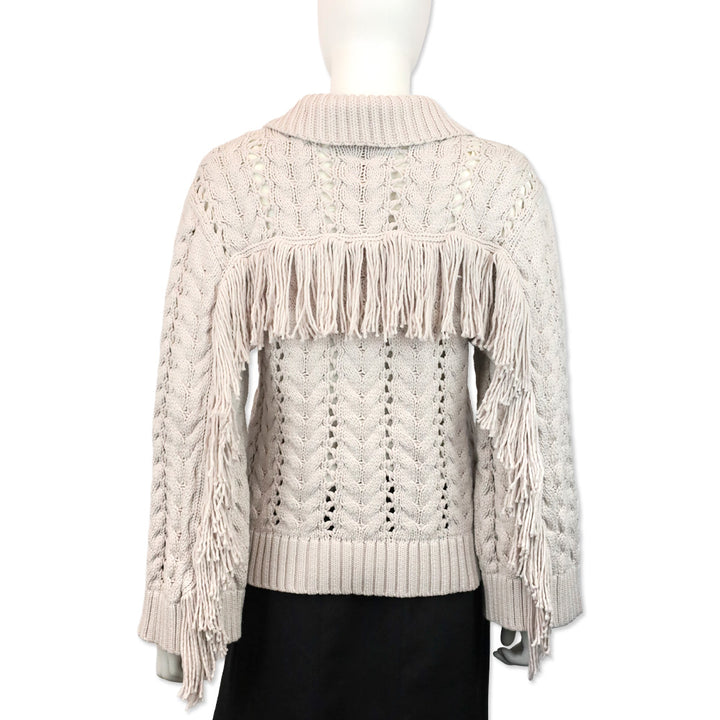 Jonathan Simkhai Moonstone Chunky Knit Fringe Celestine Sweater