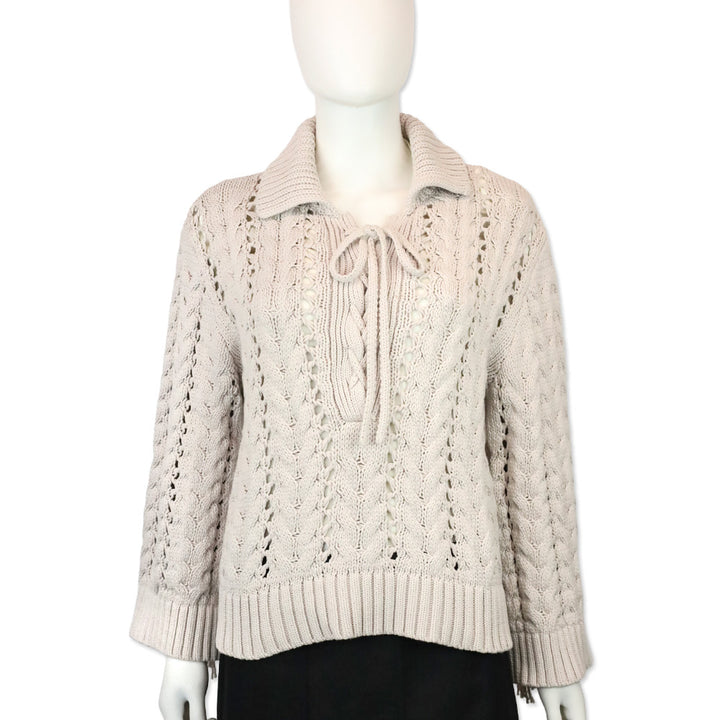 Jonathan Simkhai Moonstone Chunky Knit Fringe Celestine Sweater