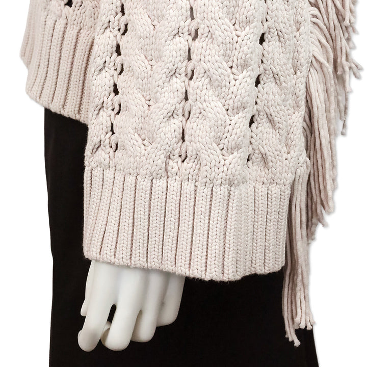 Jonathan Simkhai Moonstone Chunky Knit Fringe Celestine Sweater