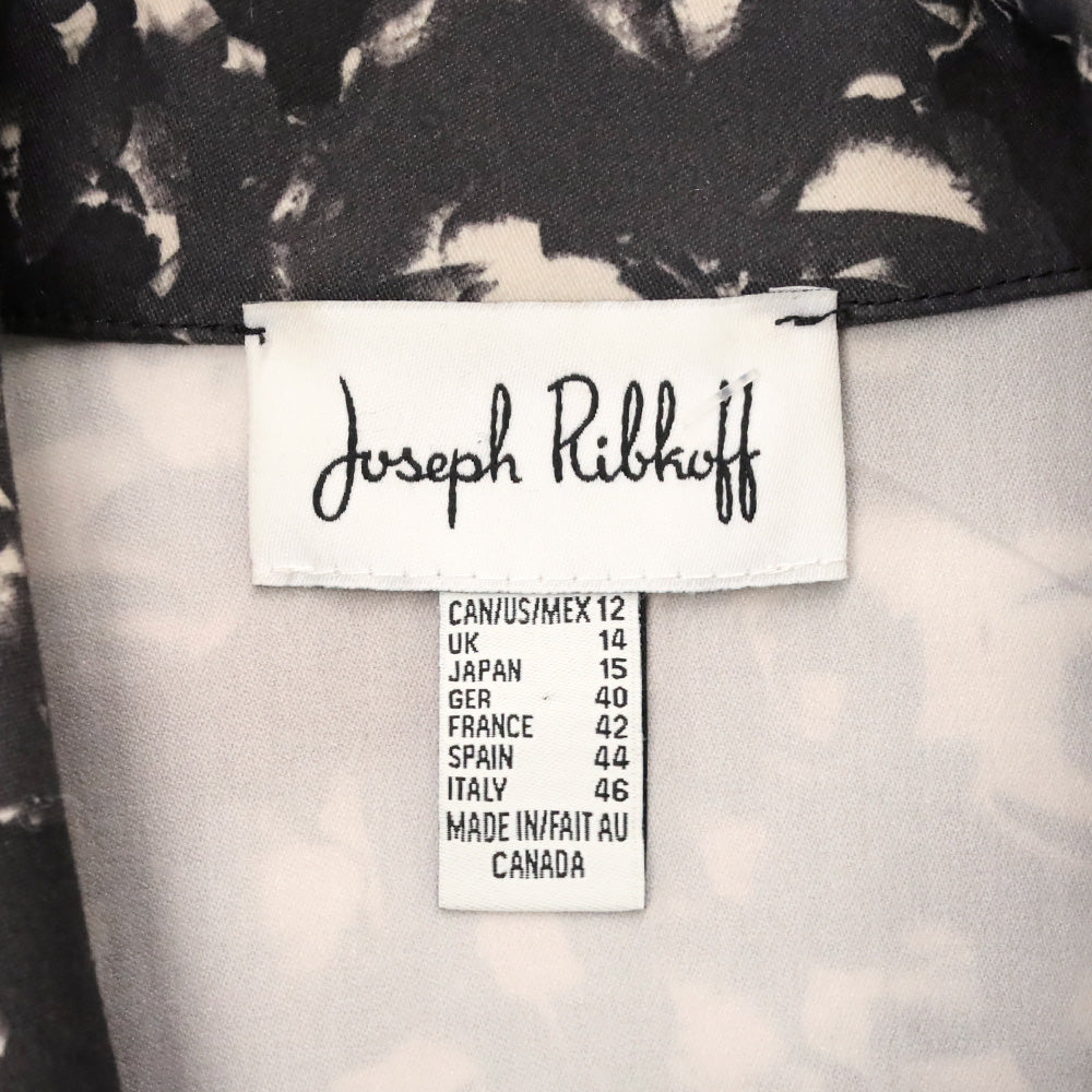 Joseph Ribkoff Black/Gray Floral‎ Print Twill Bow 3/4 Sleeves Jacket