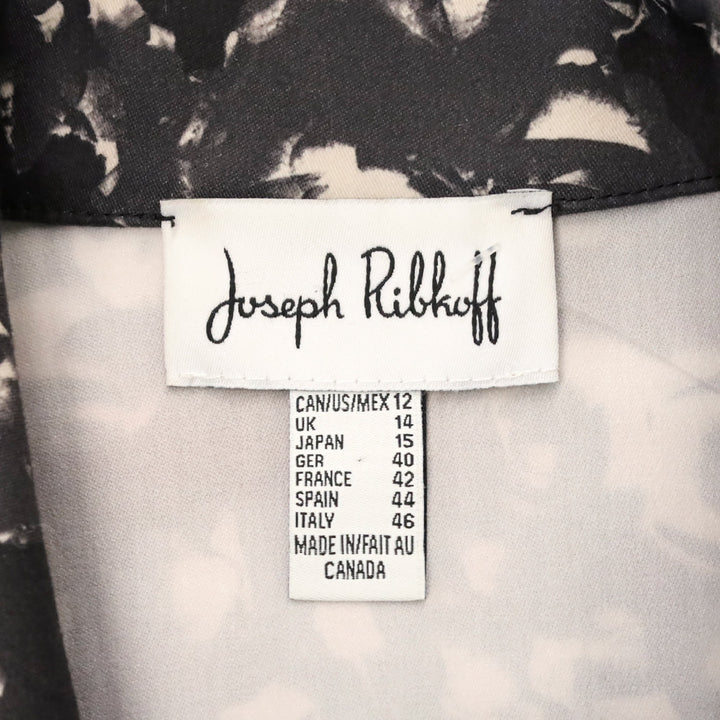 Joseph Ribkoff Black/Gray Floral‎ Print Twill Bow 3/4 Sleeves Jacket