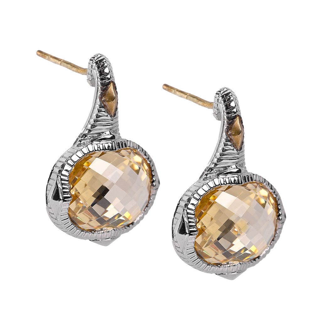 Judith Ripka Sterling Silver Canary Crystal Oval Earrings