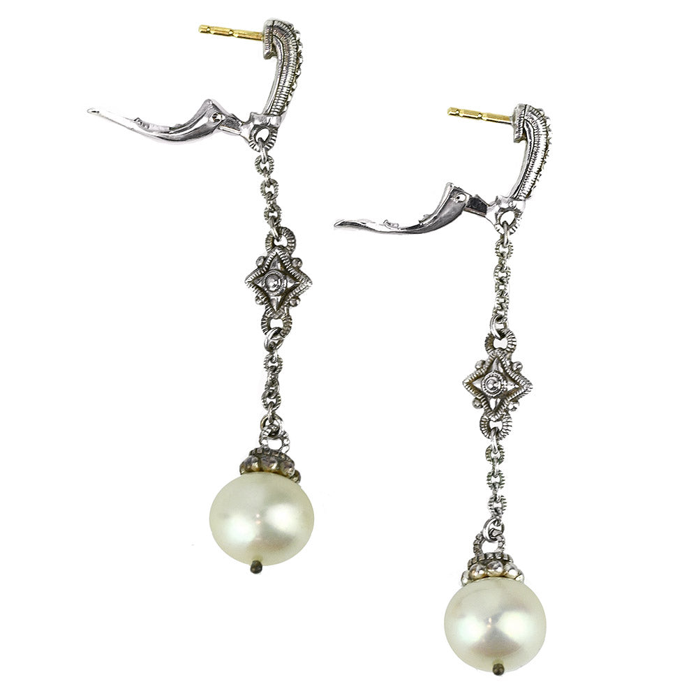 Judith Ripka Sterling Silver & Pearl Drop Earrings