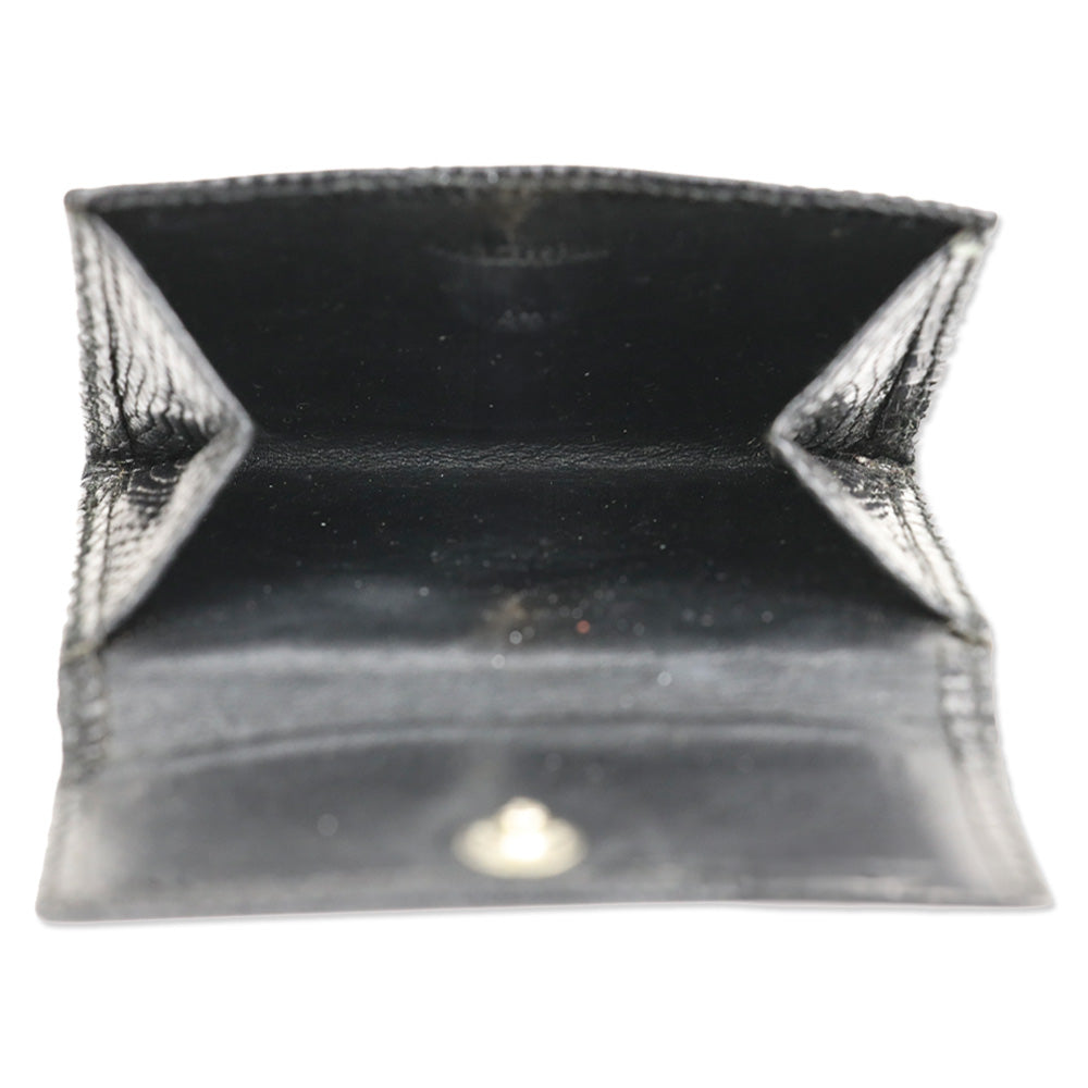 Judith Leiber Black Lizard Skin Mini Tri-fold Wallet with Black Cobochon Stones