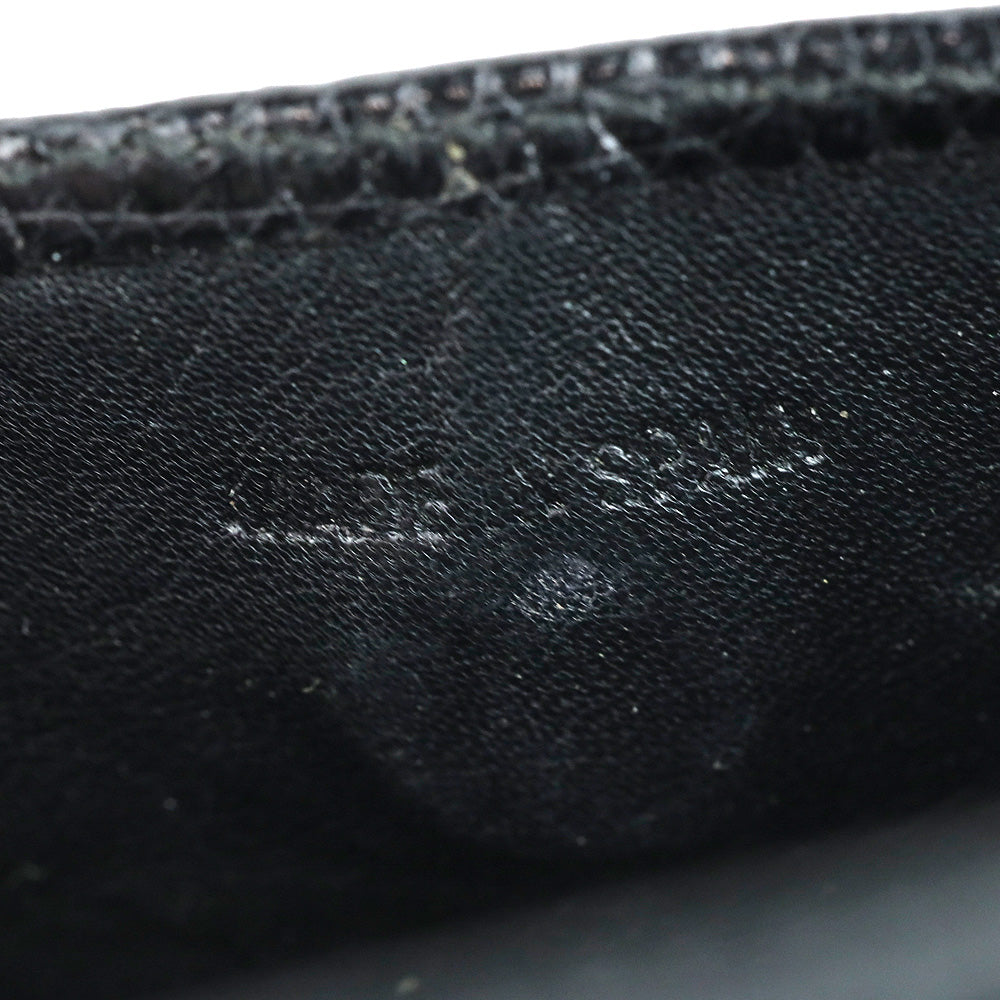 Judith Leiber Black Lizard Skin Mini Tri-fold Wallet with Black Cobochon Stones
