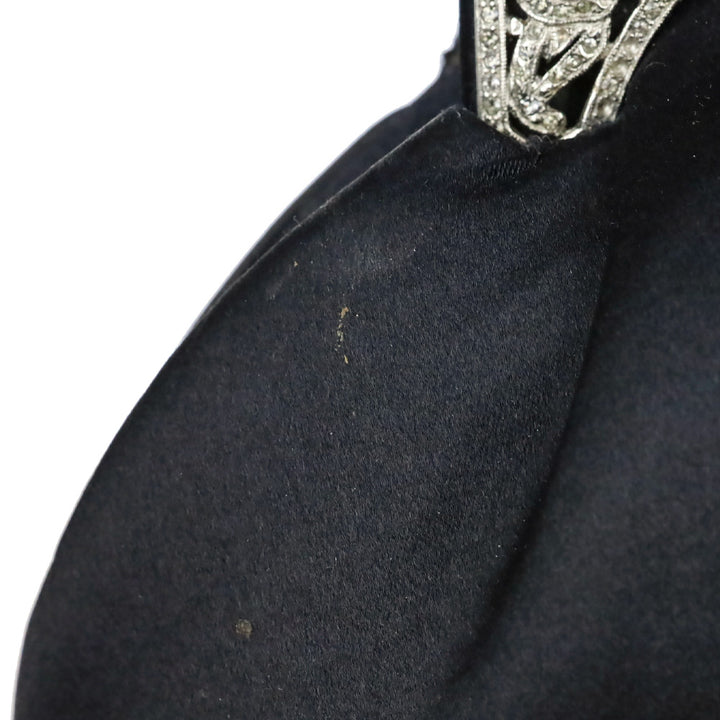 Judith Leiber Black Satin Amethyst & Crystal Filigree Evening Bag