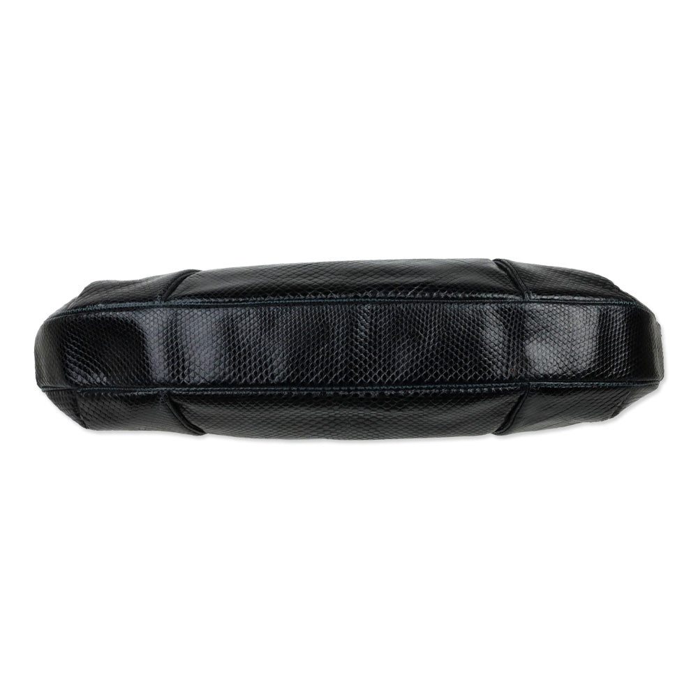 Judith Leiber Black Snakeskin Large Frame Clutch