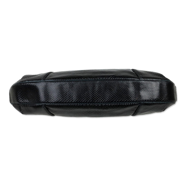Judith Leiber Black Snakeskin Large Frame Clutch