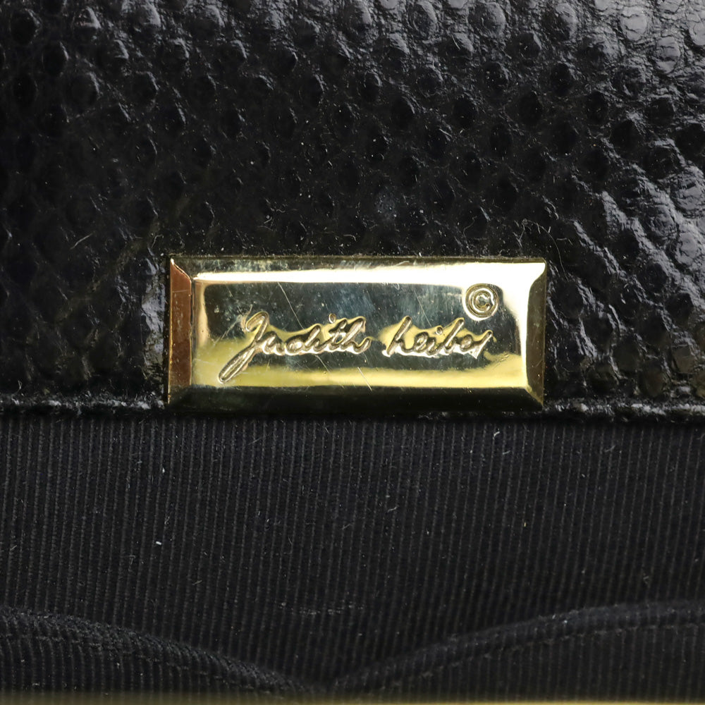 Judith Leiber Black Snakeskin Large Frame Clutch