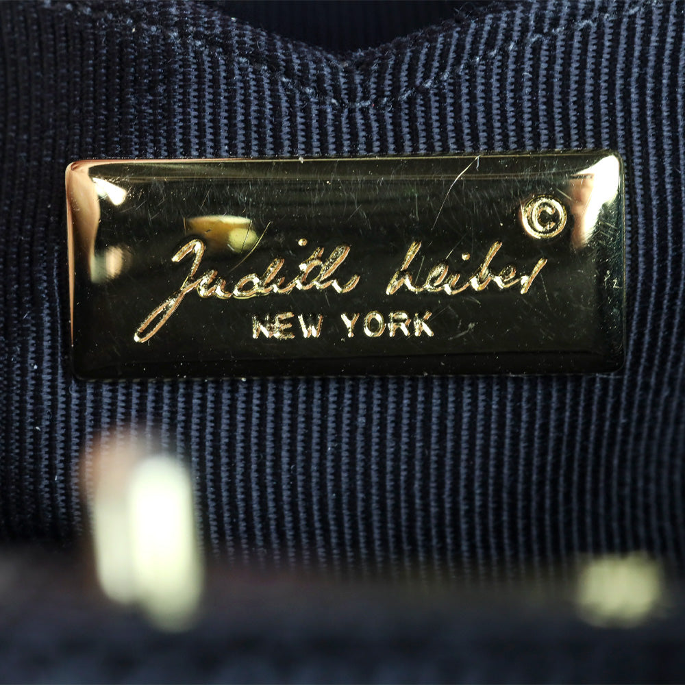 Judith Leiber Black Suede Push Lock Frame Shoulder Bag