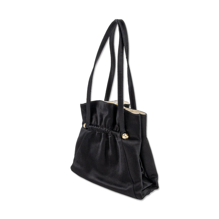 Judith Leiber Black Satin Top Handle