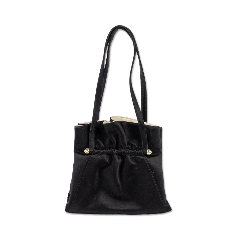 Judith Leiber Black Satin Top Handle