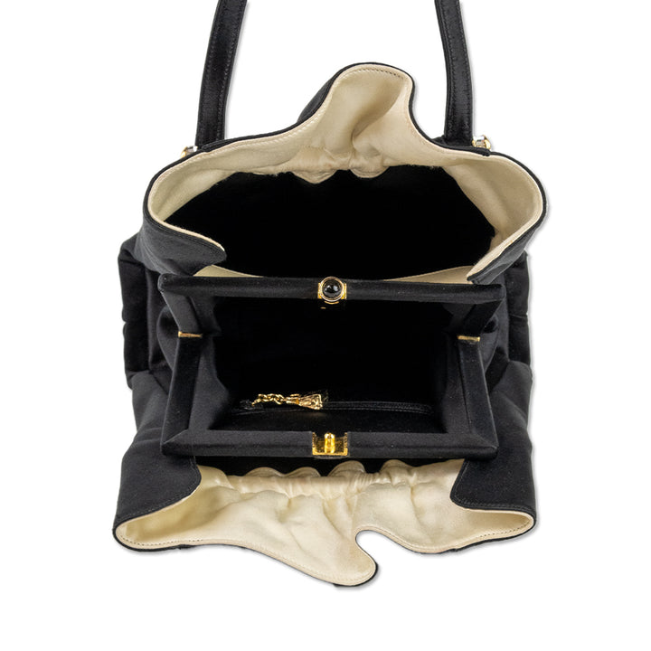 Judith Leiber Black Satin Top Handle