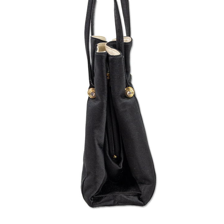 Judith Leiber Black Satin Top Handle