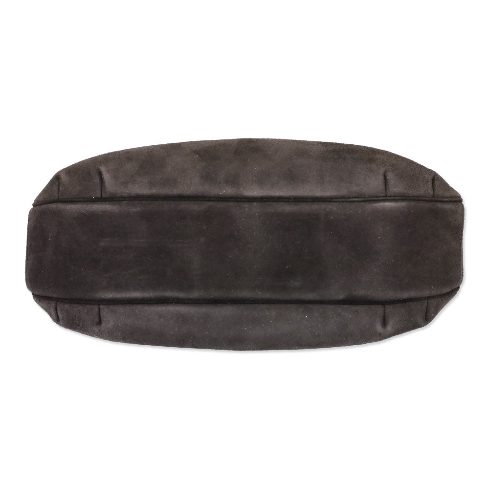 Judith Leiber Brown Suede Medium Clutch with Chain Strap