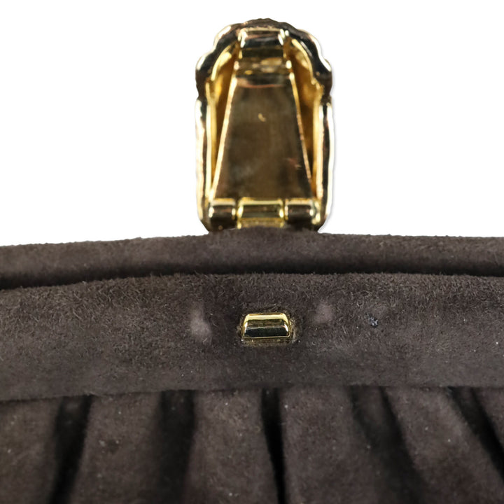Judith Leiber Brown Suede Medium Clutch with Chain Strap