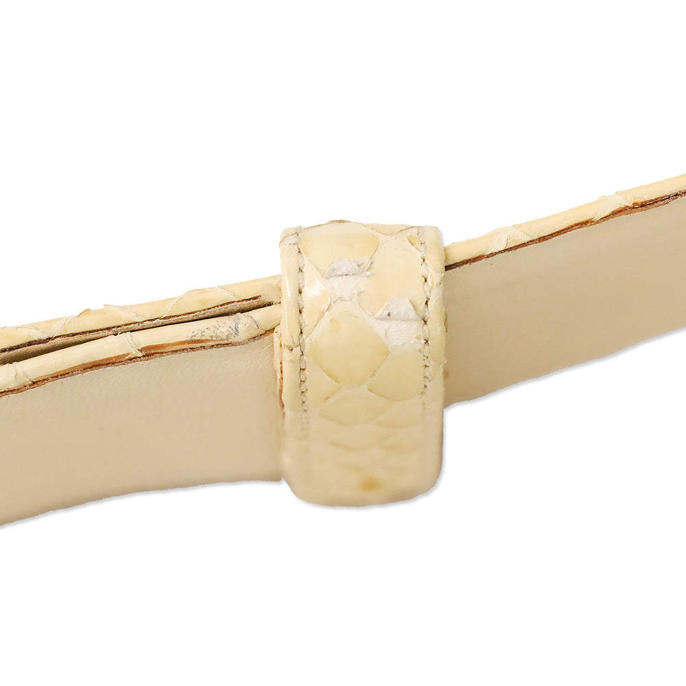 Judith Leiber Cream Lizard Belt with Gold Stone Accented Hook Buckle