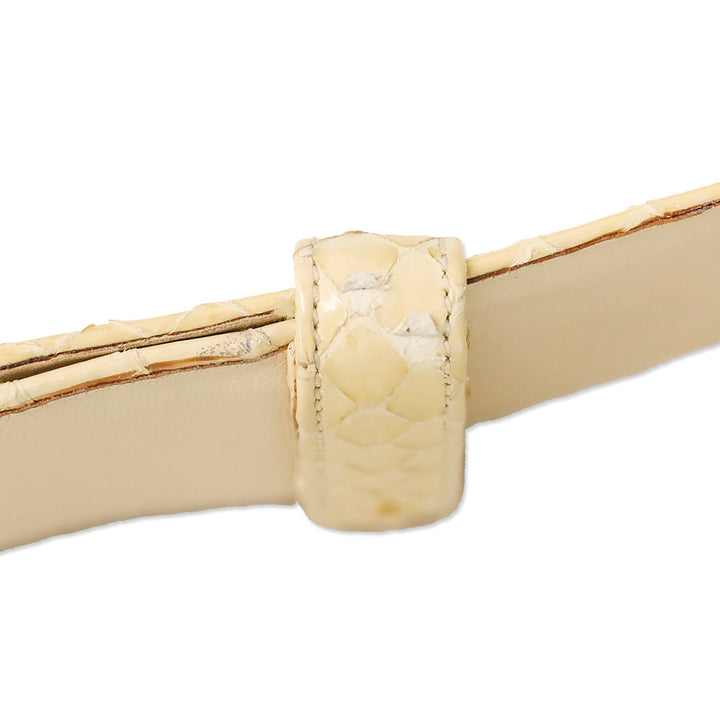Judith Leiber Cream Lizard Belt with Gold Stone Accented Hook Buckle