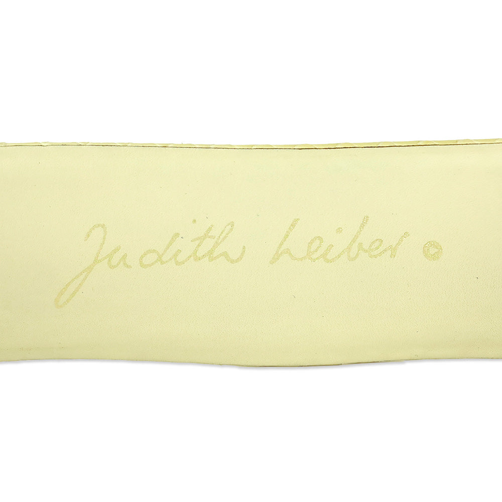Judith Leiber Cream Lizard Belt with Gold Stone Accented Hook Buckle