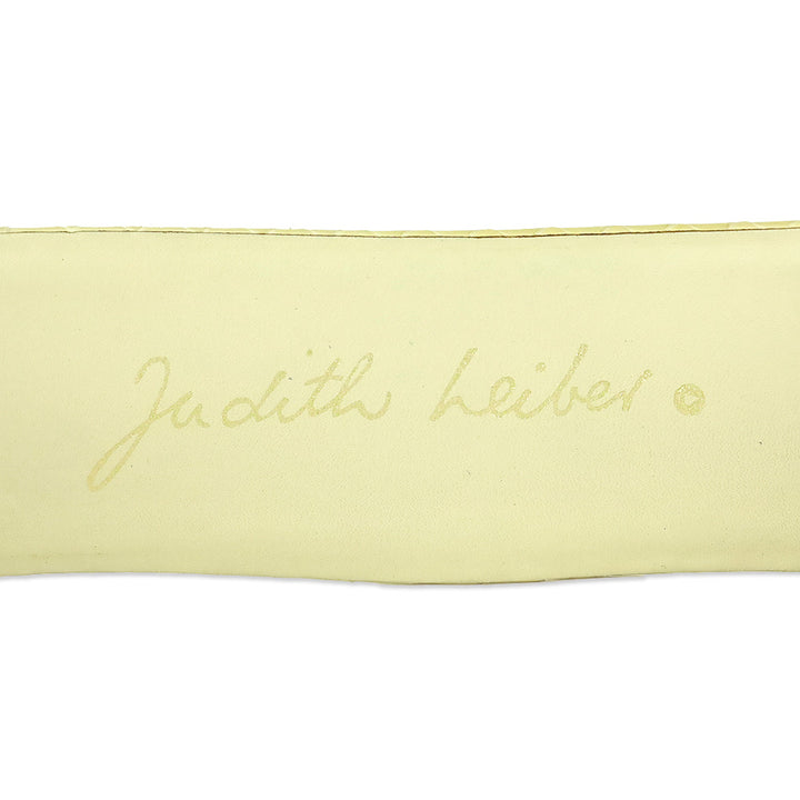 Judith Leiber Cream Lizard Belt with Gold Stone Accented Hook Buckle