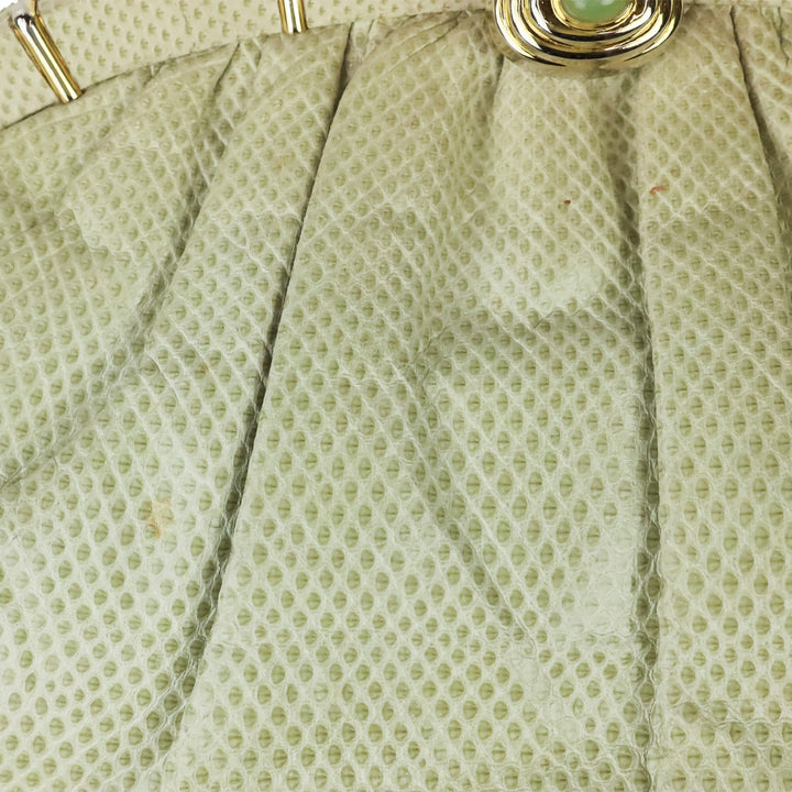 Judith Leiber Cream Snakeskin Leather Frame Clutch with Strap