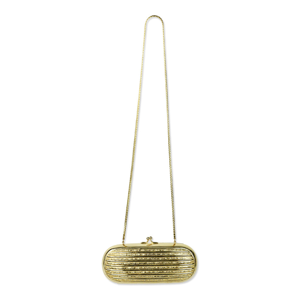 Judith Leiber Gold Filigree Frame Kiss-lock Clutch with Chain Strap