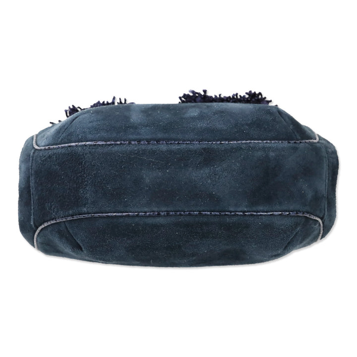 Judith Leiber Navy Suede Small Kiss-Lock Crossbody