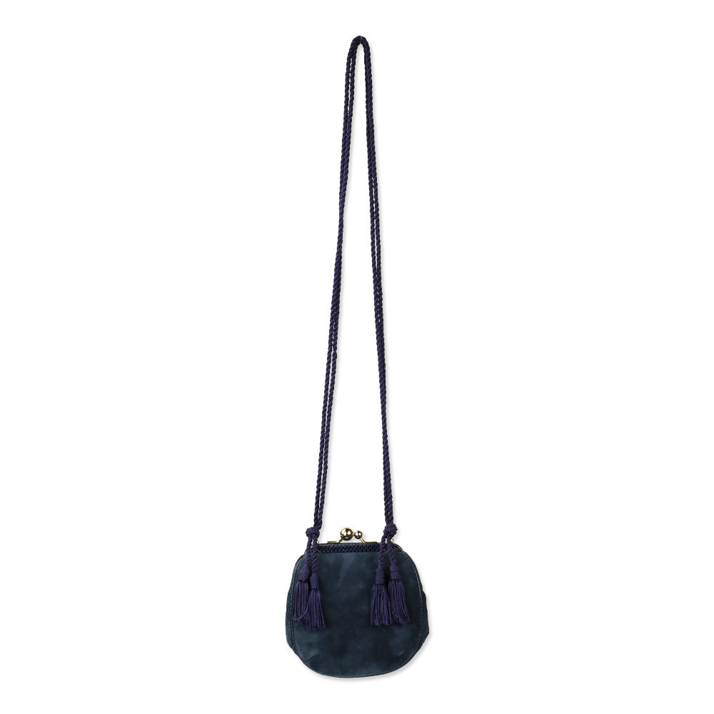 Judith Leiber Navy Suede Small Kiss-Lock Crossbody