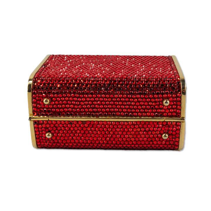 Judith Leiber Red Crystal and Gold Frame Shoulder Bag