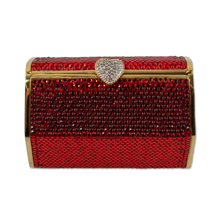 Judith Leiber Red Crystal and Gold Frame Shoulder Bag