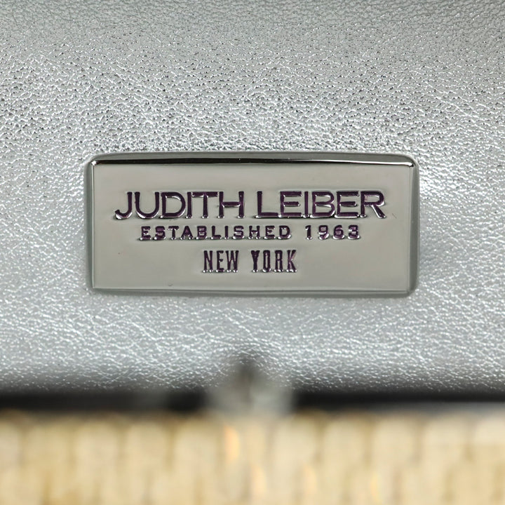 Judith Leiber Slide Champagne Full Bead Frame Clutch with Chain Strap