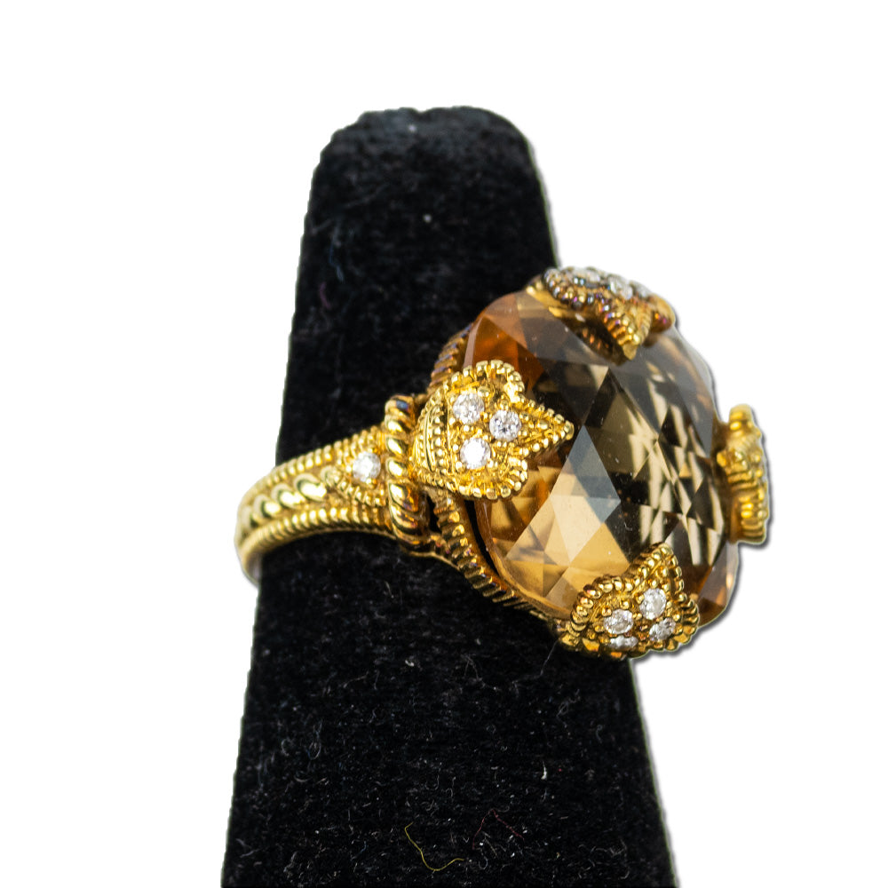 Judith Ripka 18K Gold & Diamond Canary Crystal Cocktail Ring