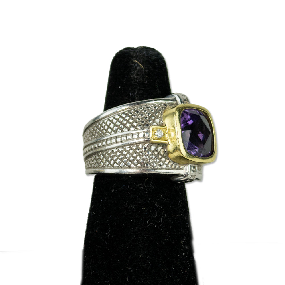 Judith Ripka Dark Purple & Diamond Cocktail Ring