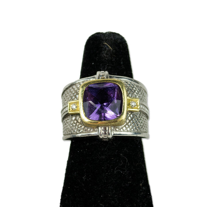 Judith Ripka Dark Purple & Diamond Cocktail Ring