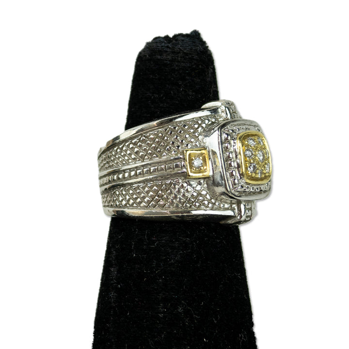 Judith Ripka Gold Diamond Class Ring Cocktail Ring