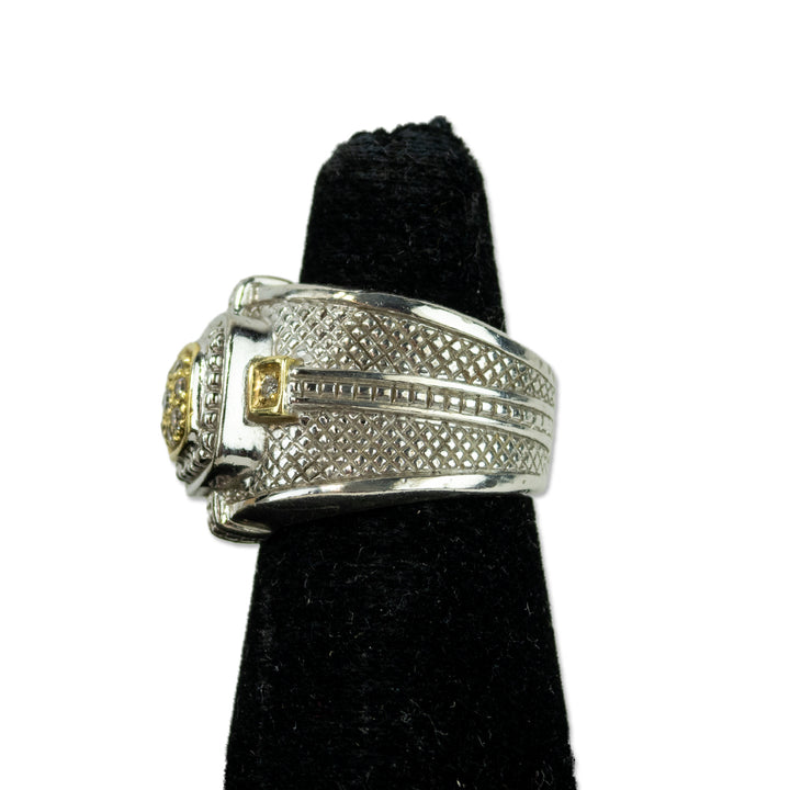 Judith Ripka Gold Diamond Class Ring Cocktail Ring