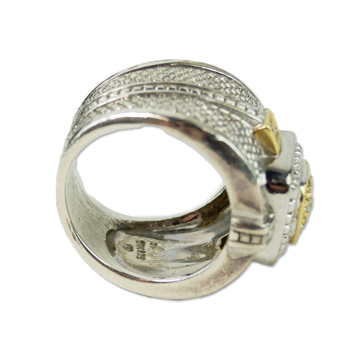 Judith Ripka Gold Diamond Class Ring Cocktail Ring