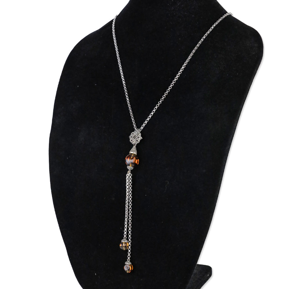 Judith Jack 925 Brown-Stone Marcasite Chain Y-Strand Necklace